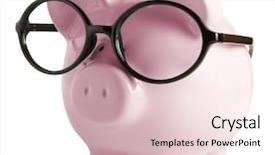  Presentation with banking - Amazing theme having banking - piggy bank with glasses isolated backdrop and a lemonade colored foreground