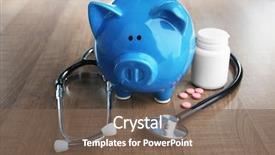 Presentation with banking - Slide deck consisting of banking - piggy bank with stethoscope background and a violet colored foreground