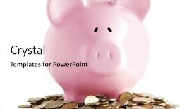  Presentation with banking - Beautiful PPT layouts featuring banking - pink piggy bank and coins backdrop and a lemonade colored foreground