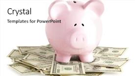  Presentation with piggy bank - Audience pleasing theme consisting of banking - pink piggy bank on dollars backdrop and a white colored foreground