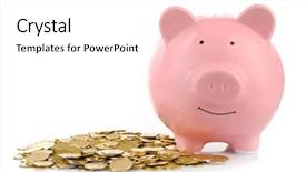  Presentation with banking - Slides enhanced with banking - pink piggy bank with coins background and a white colored foreground