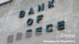  Presentation with banking - Audience pleasing PPT theme consisting of banking - sign of bank of greece backdrop and a gray colored foreground