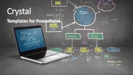  Presentation with virtual banking - Audience pleasing presentation design consisting of virtual banking - technology and advertisement concept backdrop and a dark gray colored foreground