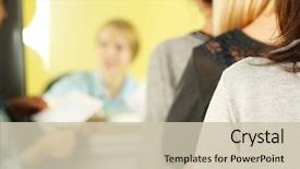  Presentation with working - Slide set consisting of banking - teller window with working cashier background and a soft green colored foreground