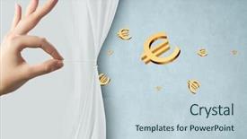  Presentation with behind curtain - Colorful theme enhanced with banking act - close up of hand opening backdrop and a  colored foreground