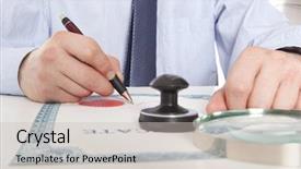  Presentation with notary - Presentation design having audit assessment accounting financial analysis background and a light gray colored foreground