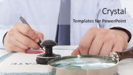  Presentation with notary - Beautiful slide deck featuring banking act - lawyer notary signs the documents backdrop and a  colored foreground