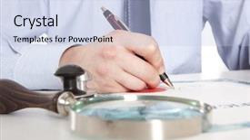  Presentation with notary - Audience pleasing slide set consisting of banking act - lawyer notary signs the documents backdrop and a  colored foreground