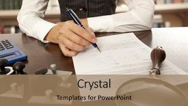  Presentation with notary - Cool new presentation with banking act - woman notary lawyer signs backdrop and a coral colored foreground