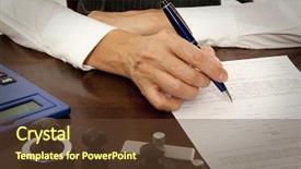  Presentation with notary - Slide deck enhanced with banking act - woman notary lawyer signs background and a tawny brown colored foreground