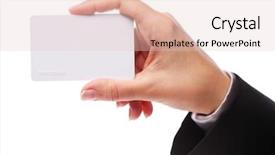  Presentation with atm - Beautiful PPT theme featuring banking atm - credit card in the hand backdrop and a  colored foreground