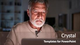  Presentation with women property finances - Amazing slide deck having banking concentration - senior hispanic man checking his backdrop and a tawny brown colored foreground