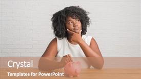  Presentation with african american woman question - Cool new PPT layouts with banking concentration - young african american woman sitting backdrop and a  colored foreground