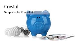  Presentation with banking - Slide deck featuring banking facilities - piggy bank with money background and a  colored foreground