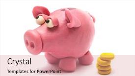  Presentation with piggy bank broken piggybank - Presentation with banking figure - piggy bank fashioned from clay background and a coral colored foreground