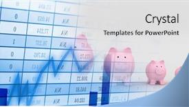  Presentation with piggy bank broken piggybank - Beautiful slides featuring banking figure - piggy banks in row backdrop and a light gray colored foreground