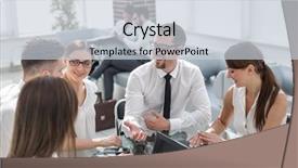  Presentation with bank - Cool new PPT theme with banking hall - bank employees hold a workshop backdrop and a lemonade colored foreground