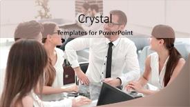  Presentation with bank - Presentation theme enhanced with banking hall - bank employees hold a workshop background and a coral colored foreground