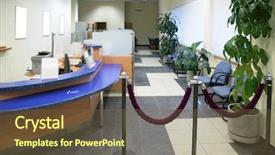  Presentation with banking - Beautiful presentation theme featuring banking hall - bank office backdrop and a tawny brown colored foreground