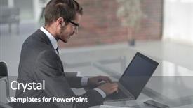 Presentation with laptop - PPT layouts with banking hall - businessman typing text on laptop background and a dark gray colored foreground