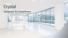  Presentation with modern building - Amazing slides having banking hall - futuristic modern office building interior backdrop and a white colored foreground