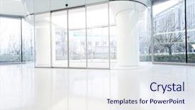  Presentation with modern building - Slides enhanced with banking hall - futuristic modern office building interior background and a sky blue colored foreground