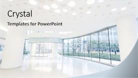  Presentation with modern building - PPT layouts featuring banking hall - futuristic modern office building interior background and a  colored foreground