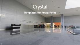  Presentation with business concepts photo - Presentation theme having banking hall - modern business interior photo background and a gray colored foreground