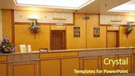  Presentation with reception hall - Presentation theme enhanced with banking hall - office room reception background and a tawny brown colored foreground