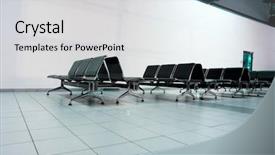  Presentation with waiting room - Audience pleasing PPT theme consisting of banking hall - waiting room place in airport backdrop and a light gray colored foreground