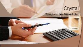  Presentation with employees working together - Amazing presentation theme having banking law - colleagues working together in office backdrop and a lemonade colored foreground