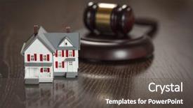  Presentation with gavel - Slide set enhanced with banking law - gavel and small model house background and a dark gray colored foreground