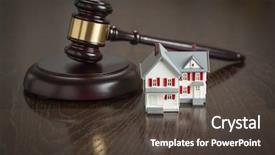  Presentation with gavel - Beautiful slide set featuring banking law - gavel and small model house backdrop and a dark gray colored foreground