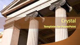  Presentation with greek columns - Cool new presentation design with banking legal - detail of an old building backdrop and a  colored foreground
