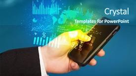  Presentation with smartphone - Slides featuring banking mobile - hand holding smartphone with business background and a ocean colored foreground