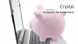  Presentation with mobile banking - PPT theme with banking mobile - piggy bank and laptop isolated background and a white colored foreground