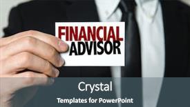 Presentation with business card - Beautiful PPT theme featuring banking regulation - business man holding a card backdrop and a ocean colored foreground
