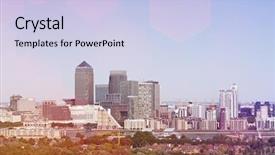  Presentation with banking - Slide deck featuring banking sector - elevated view of canary wharf background and a sky blue colored foreground