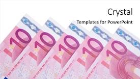  Presentation with euro - Amazing slide deck having banking sector - five 10 euro notes backdrop and a  colored foreground