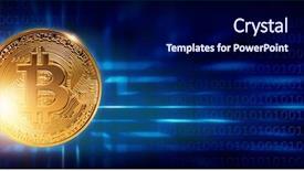  Presentation with banner blue - Presentation theme having banking token - banner with bitcoin background and a  colored foreground
