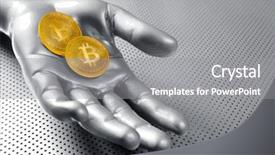  Presentation with cryptocurrency - Amazing slide set having banking token - bitcoin btc cryptocurrency on silver backdrop and a  colored foreground