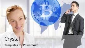  Presentation with woman world - Slide set with banking token - bitcoin office traders brokers woman background and a white colored foreground