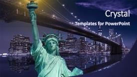  Presentation with liberty - Amazing presentation design having banking token - new york skyline with liberty backdrop and a navy blue colored foreground