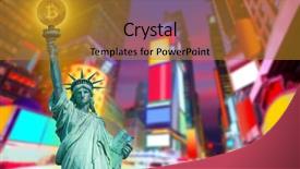  Presentation with new york - Amazing slides having banking token - new york skyline with liberty backdrop and a gold colored foreground