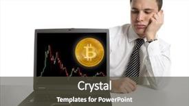  Presentation with investing - Colorful presentation theme enhanced with banking token - sad businessman investing in bitcoin backdrop and a dark gray colored foreground