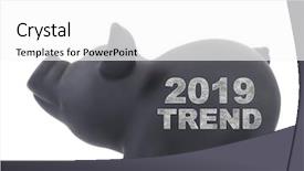  Presentation with 2019 - Slides having piggy bank with word 2019 trend background and a white colored foreground