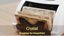  Presentation with machine guns - Presentation theme enhanced with banknote on money counting machine background and a  colored foreground