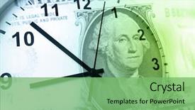  Presentation with time money - Beautiful slides featuring banknote time is money backdrop and a seafoam green colored foreground