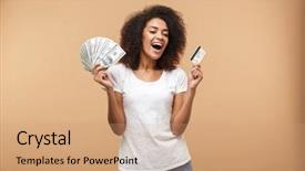  Presentation with chinese happy birthday backgrouds card - PPT layouts with banknotes and plastic credit card background and a coral colored foreground