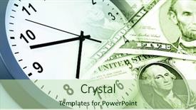 Presentation with time money - PPT layouts featuring banknotes clock time is money background and a mint green colored foreground
